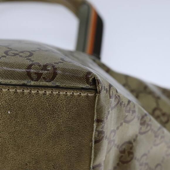 GUCCI GG Crystal Sherry Line Hand Bag Gray Gold Brown - Picture 13 of 16